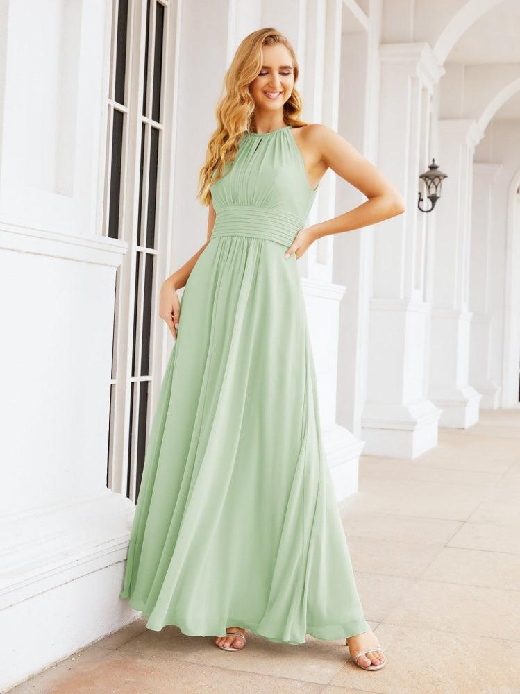 Keyhole Bridesmaid Dresses Sleeveless Formal Evening Party Prom Gowns 28043-numbersea