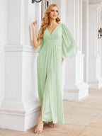 Numbersea Bridesmaid Dresses with Split for Wedding Party Flutter Sleeves 28045-numbersea