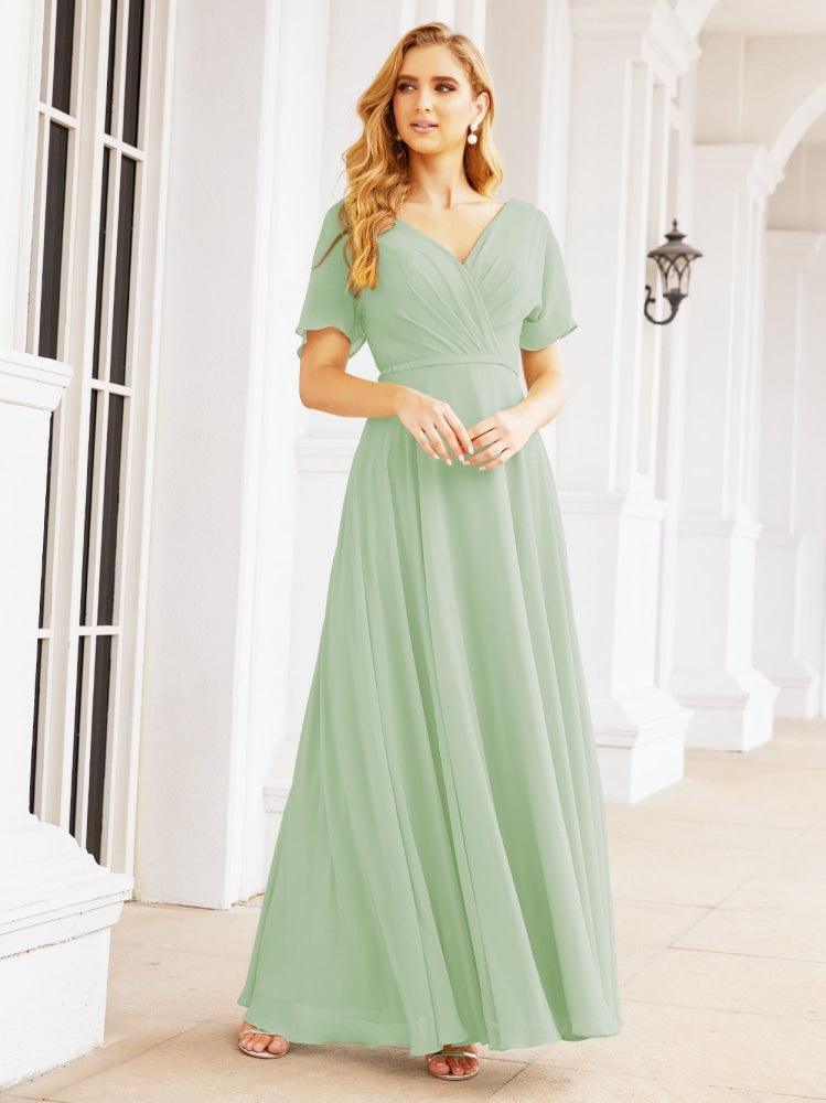 Numbersea Formal Prom Gowns for Mother of The Bride Short Sleeves Bridesmaid Dress 28049-numbersea