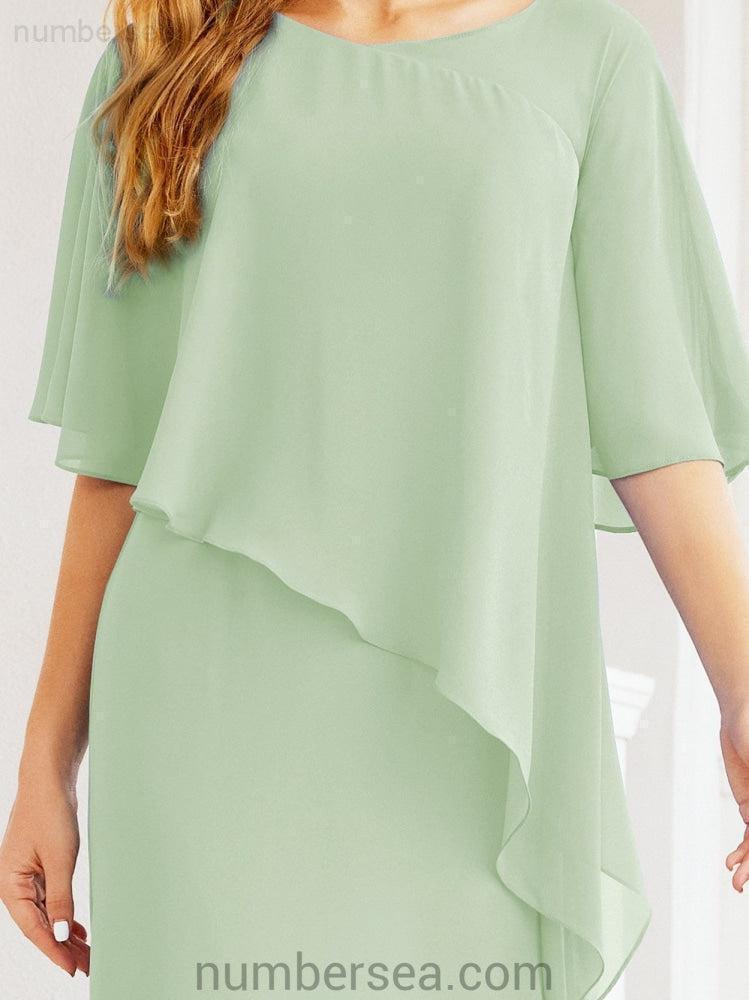 Numbersea Formal Party Gown Dress Long Chiffon Mother Of The Bride Dresses With Ruffle Cape 28026