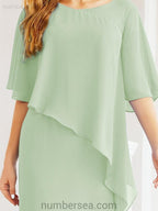 Numbersea Formal Party Gown Dress Long Chiffon Mother Of The Bride Dresses With Ruffle Cape 28026