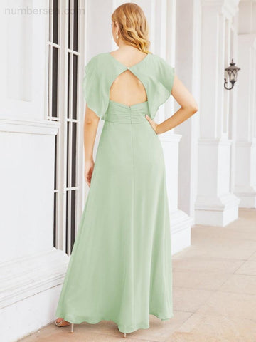 Numbersea Bridesmaid Dresses Cape Formal Prom Dress Open Back Gowns for Mother of The Bride 28058-numbersea
