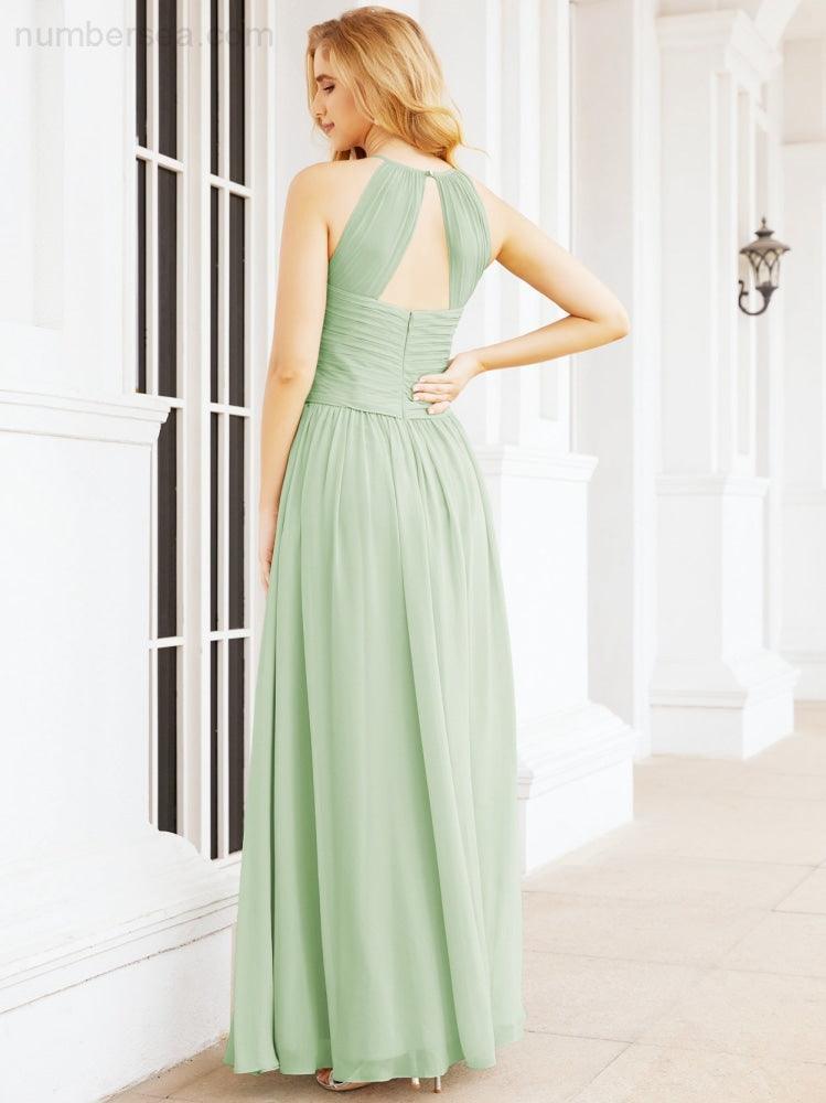 Numbersea Sleeveless Bridesmaid Dresses Long Prom Gown Zipper with Keyhole Back 28056-numbersea