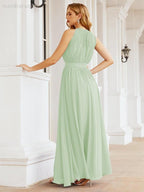 Numbersea Halter Bridesmaid Dress Empire Waist Formal Evening Prom Gown for Mother of The Bride 28030-numbersea