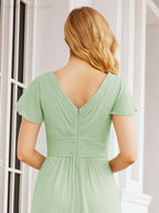 Numbersea Formal Prom Gowns for Mother of The Bride Cap Sleeves Bridesmaid Dress 28047-numbersea