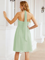 Numbersea Neckholder-Brautjungfernkleid aus Chiffon, kurz, ärmellos, formelles Partykleid, offener Rücken, 28023