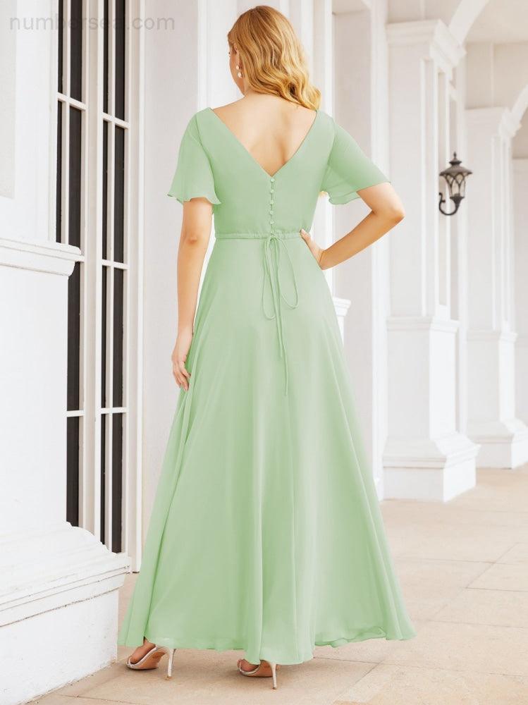 Numbersea Formal Prom Gowns for Mother of The Bride Short Sleeves Bridesmaid Dress 28049-numbersea