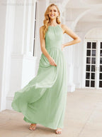 Numbersea Sleeveless Bridesmaid Dresses Long Prom Gown Zipper with Keyhole Back 28056-numbersea