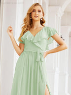 Bridesmaid Dresses with Flutter Sleeves Formal Evening Party Prom Gowns 28044-numbersea