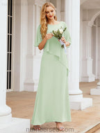 Numbersea Formal Party Gown Dress Long Chiffon Mother Of The Bride Dresses With Ruffle Cape 28026
