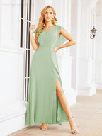 Numbersea Bridesmaid Dresses Cape Formal Prom Dress Open Back Gowns for Mother of The Bride 28058-numbersea