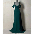Sheath/columnoff-shoulder Straps Beaded Pleats Formal Evening Dress