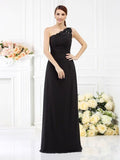 Etui-Linie One-Shoulder-Träger Ärmellos Lange Chiffon Brautjungfernkleider