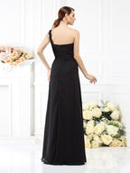 Etui-Linie One-Shoulder-Träger Ärmellos Lange Chiffon Brautjungfernkleider