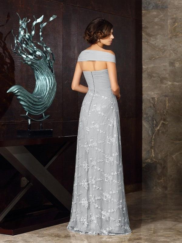 Vestidos de Madre de la Novia Corte A Princesa Hombros Descubiertos Apliques Sin Mangas Largo Gasa