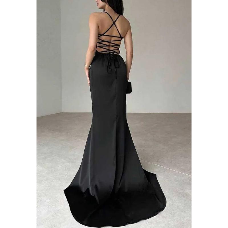 Simple Trumpet Strapless Lace-up Party Prom Evening Dress