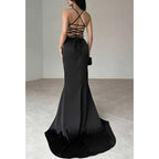 Simple Trumpet Strapless Lace-up Party Prom Evening Dress