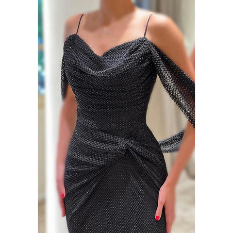 Trumpet/Mermaid Chic & Modern Straps Cap Sleeves Slit Formal Party Prom Dress