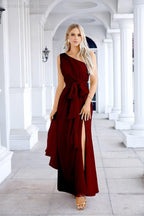Ladies Chiffon One Shoulder Bridesmaid Evening Dress Wedding Party Evening Dress 28133-numbersea