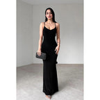 Vestido sencillo e informal con tirantes finos, espalda abierta, para fiesta de noche, vacaciones y graduación.
