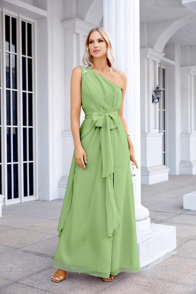 Ladies Chiffon One Shoulder Bridesmaid Evening Dress Wedding Party Evening Dress 28133-numbersea