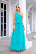 Ladies Chiffon One Shoulder Bridesmaid Evening Dress Wedding Party Evening Dress 28133-numbersea