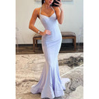 Vestido de noche para fiesta, graduación, con escote en V, cuello halter, pliegues de trompeta y cuentas 
