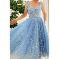 Vestido de noche de fiesta con apliques florales de tul y corte en A con escote en forma de corazón 
