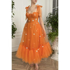 Spaghetti Straps Sweetheart Appliques A-line Long Prom Dress with Pockets