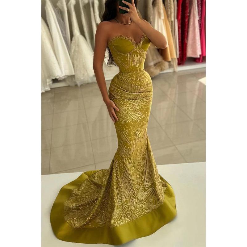 Sweetheart Strapless Empire Ruched Appliques Long Party Prom Evening Dress