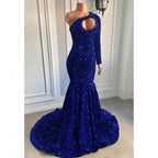 Einzigartiges Ballkleid mit glitzernden Pailletten und langen Ärmeln 