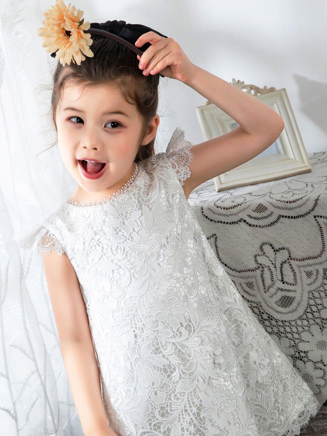 NumberSea - Kids Little Girls' Dress Floral Solid Colored Dress Birthday dress Lace Sleeveless Princess Cute Dresses