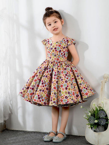 NumberSea - Satin Kids Princess Cute Dresses Birthday Dress Children's Occasion Wear Party Dresses