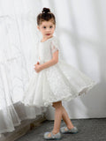 NumberSea - Lace Kids Princess Cute Dresses Short Sleeves Birthday Dress Children's Occasion Wear Party Dresses Girls Flower Dresses