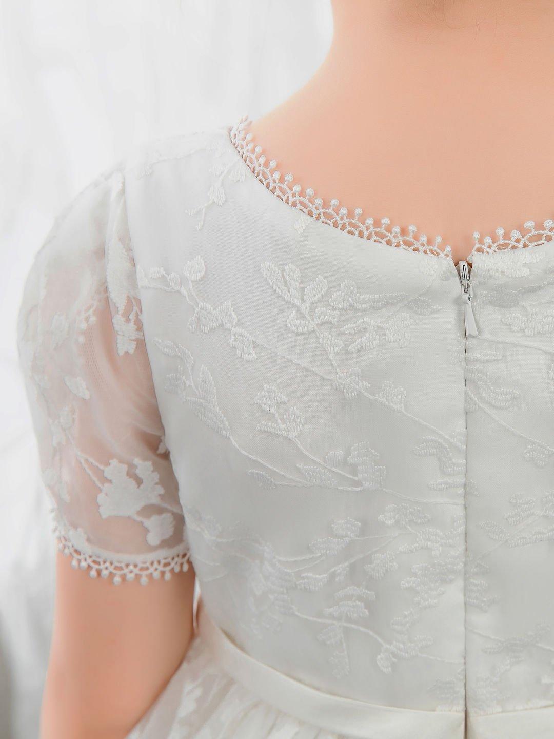 NumberSea - Lace Kids Princess Cute Dresses Short Sleeves Birthday Dress Children's Occasion Wear Party Dresses Girls Flower Dresses