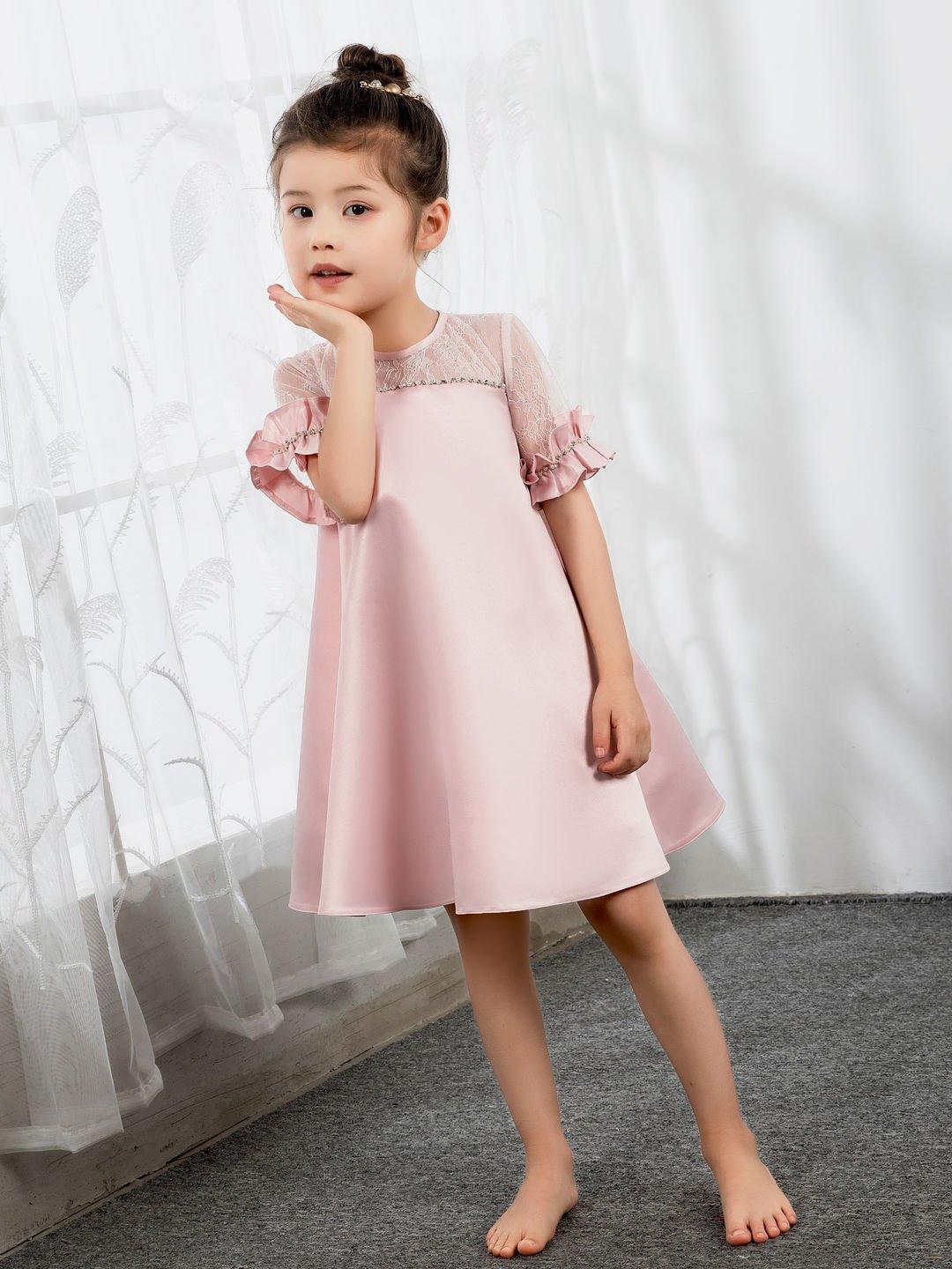 NumberSea - Fashion Kids Princess Cute Dresses Short Sleeves Birthday Dress Children's Occasion Wear Party Dresses Flower Girl Dresses