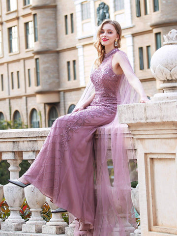 Robes de soirée luxueuses de forme sirène/trompette Numbersea, sans manches, longueur au sol, robes de bal 