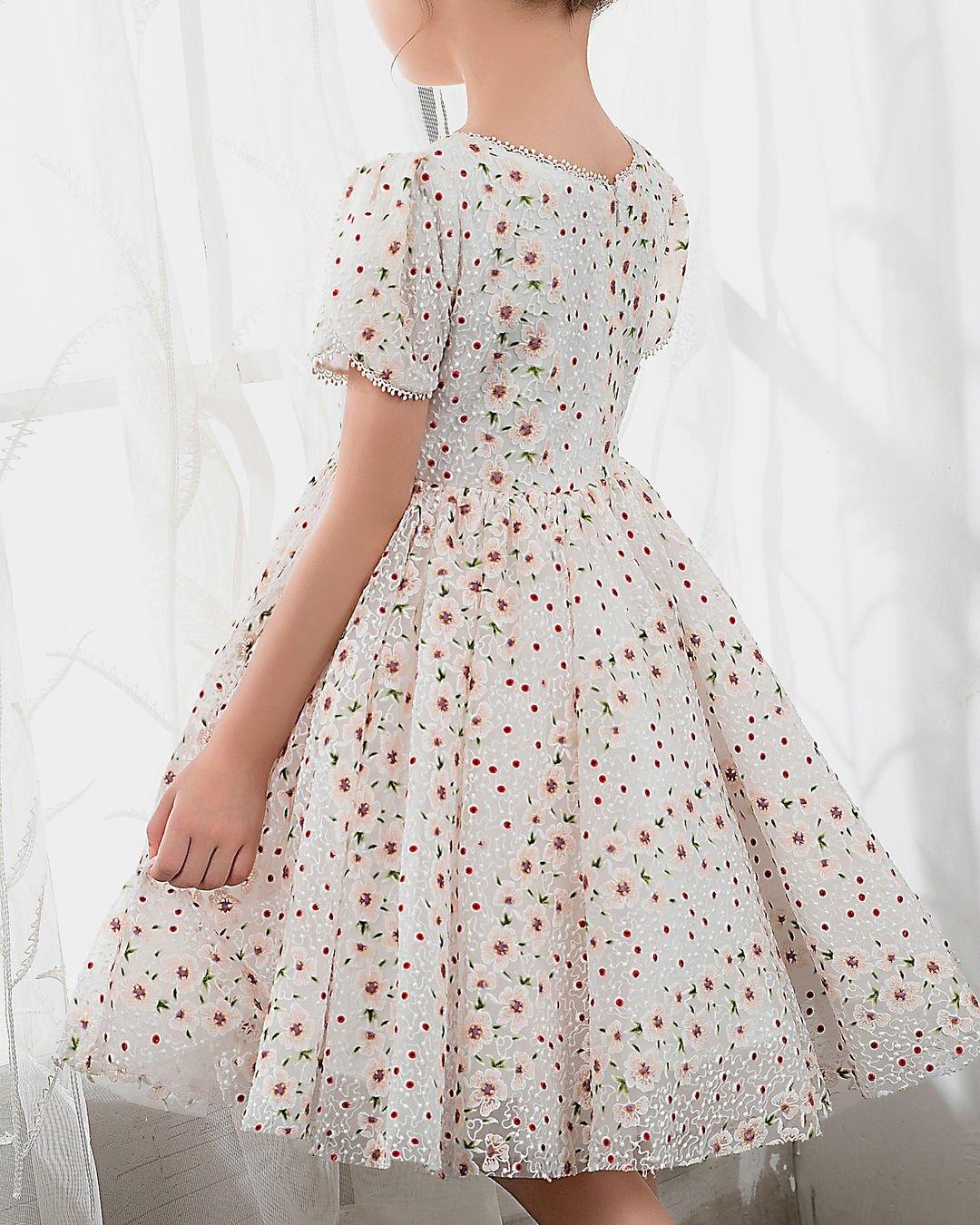 NumberSea - Kids Dress Girls Princess Cute Dresses Short Sleeves Birthday Dress Party Dresses