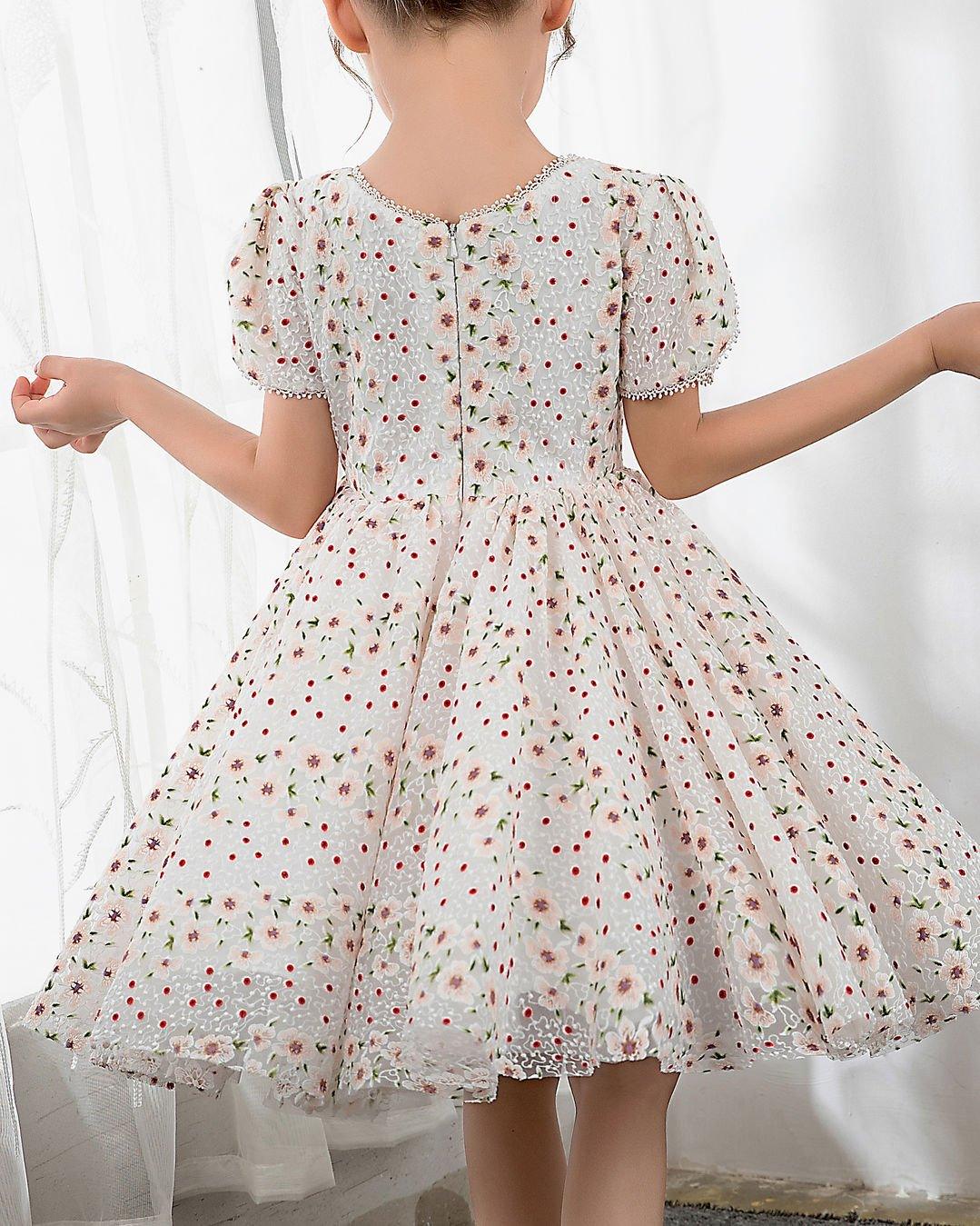 NumberSea - Kids Dress Girls Princess Cute Dresses Short Sleeves Birthday Dress Party Dresses