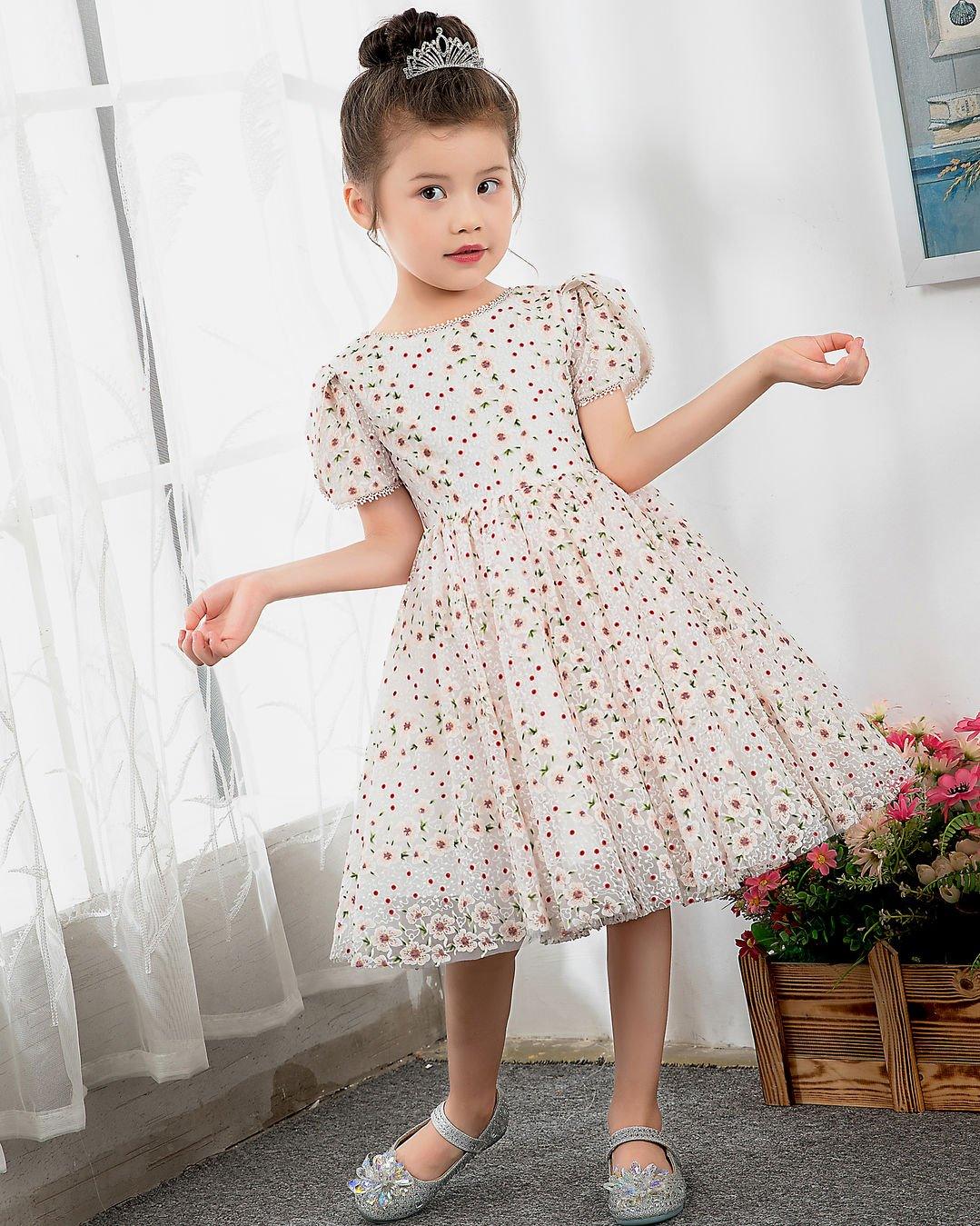 NumberSea - Kids Dress Girls Princess Cute Dresses Short Sleeves Birthday Dress Party Dresses