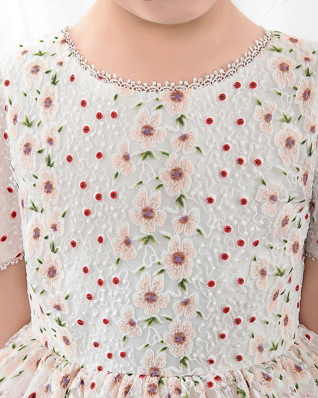 NumberSea - Kids Dress Girls Princess Cute Dresses Short Sleeves Birthday Dress Party Dresses