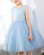 NumberSea - Light Blue Sleeveless Girls Princess Dresses Birthday Dress Party Dresses Kids Fashion Dresses