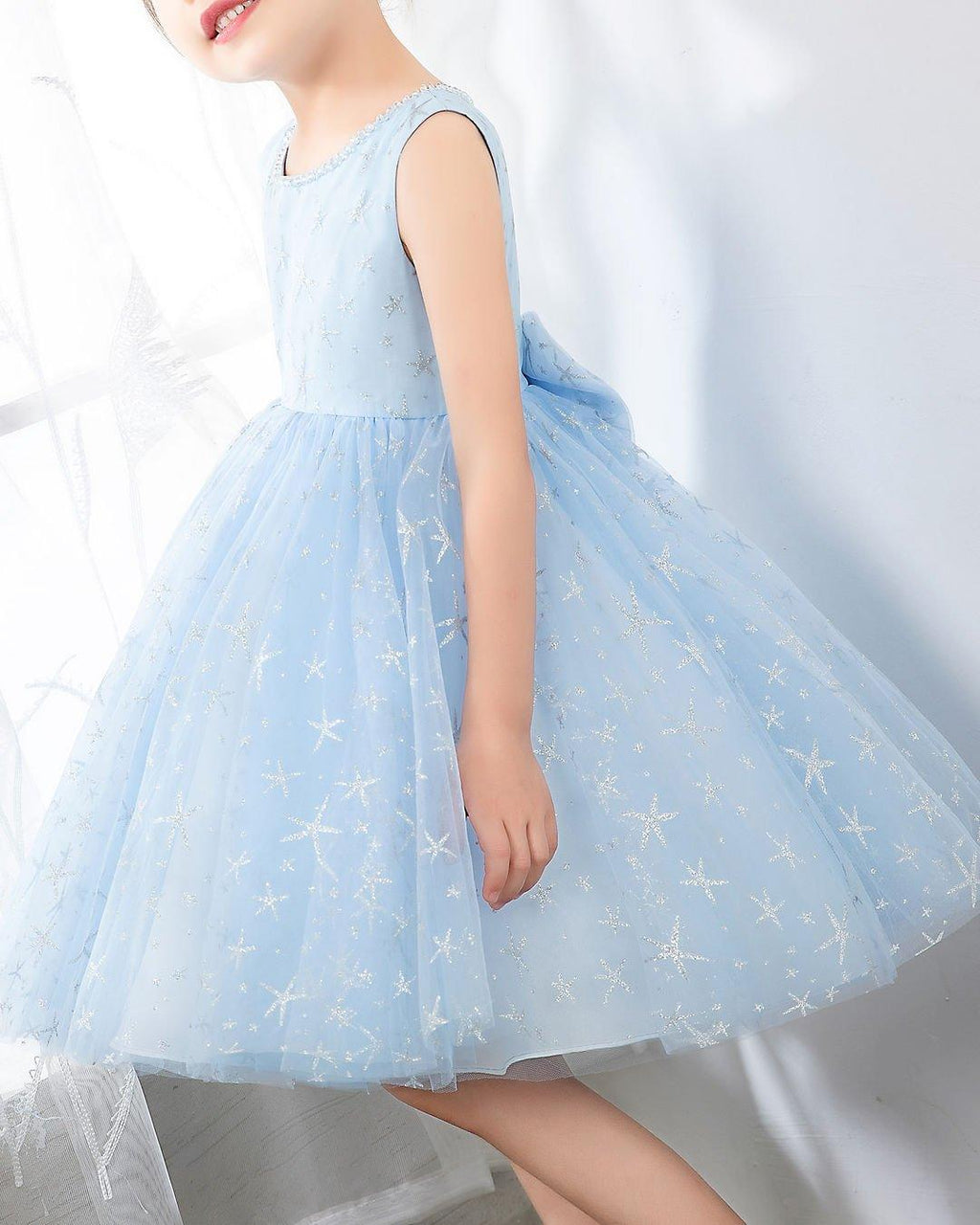NumberSea - Light Blue Sleeveless Girls Princess Dresses Birthday Dress Party Dresses Kids Fashion Dresses
