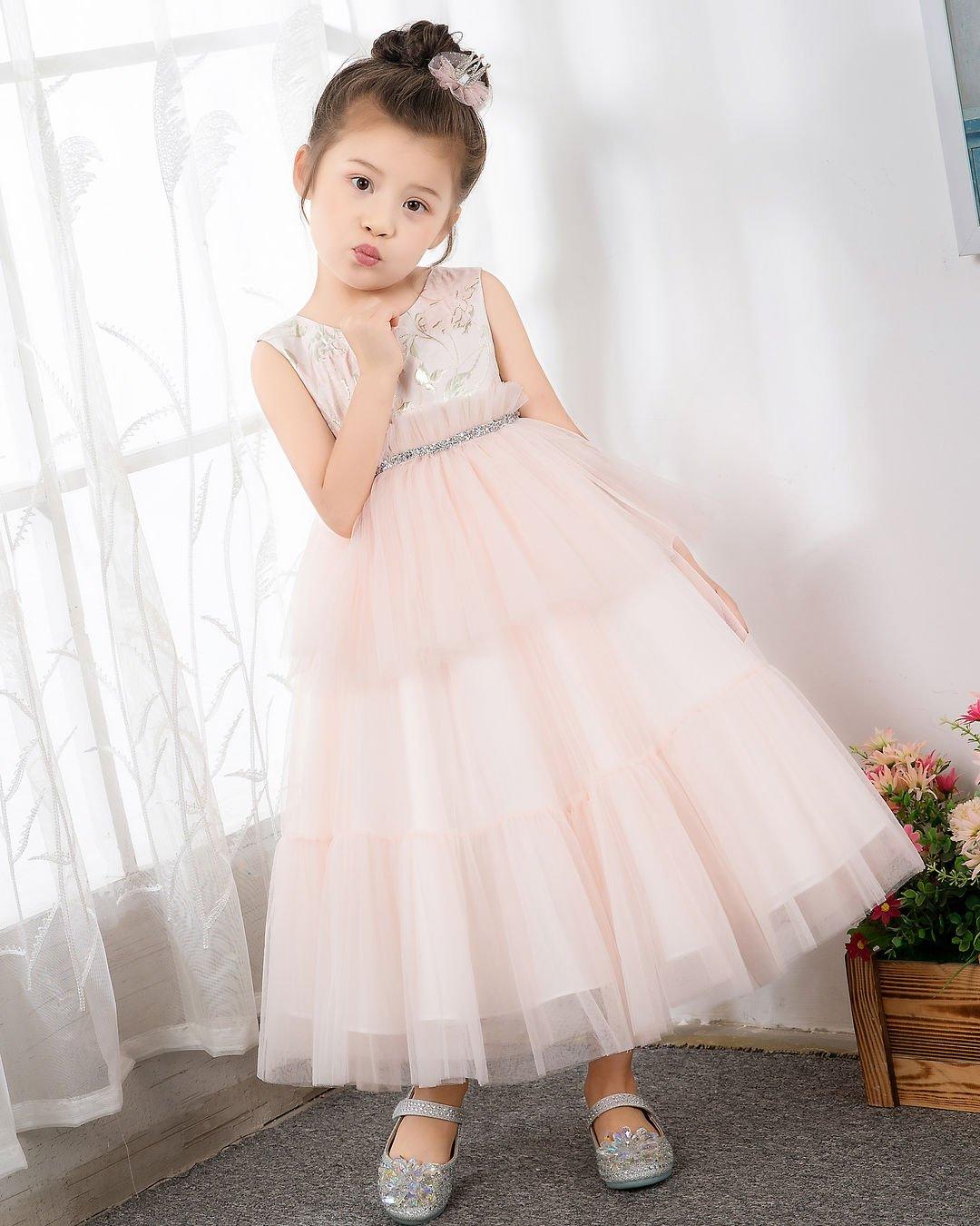 NumberSea - Pink Tulle Sleeveless Girls Princess Dresses Birthday Dress Children's Occasion Wear Party Dresses