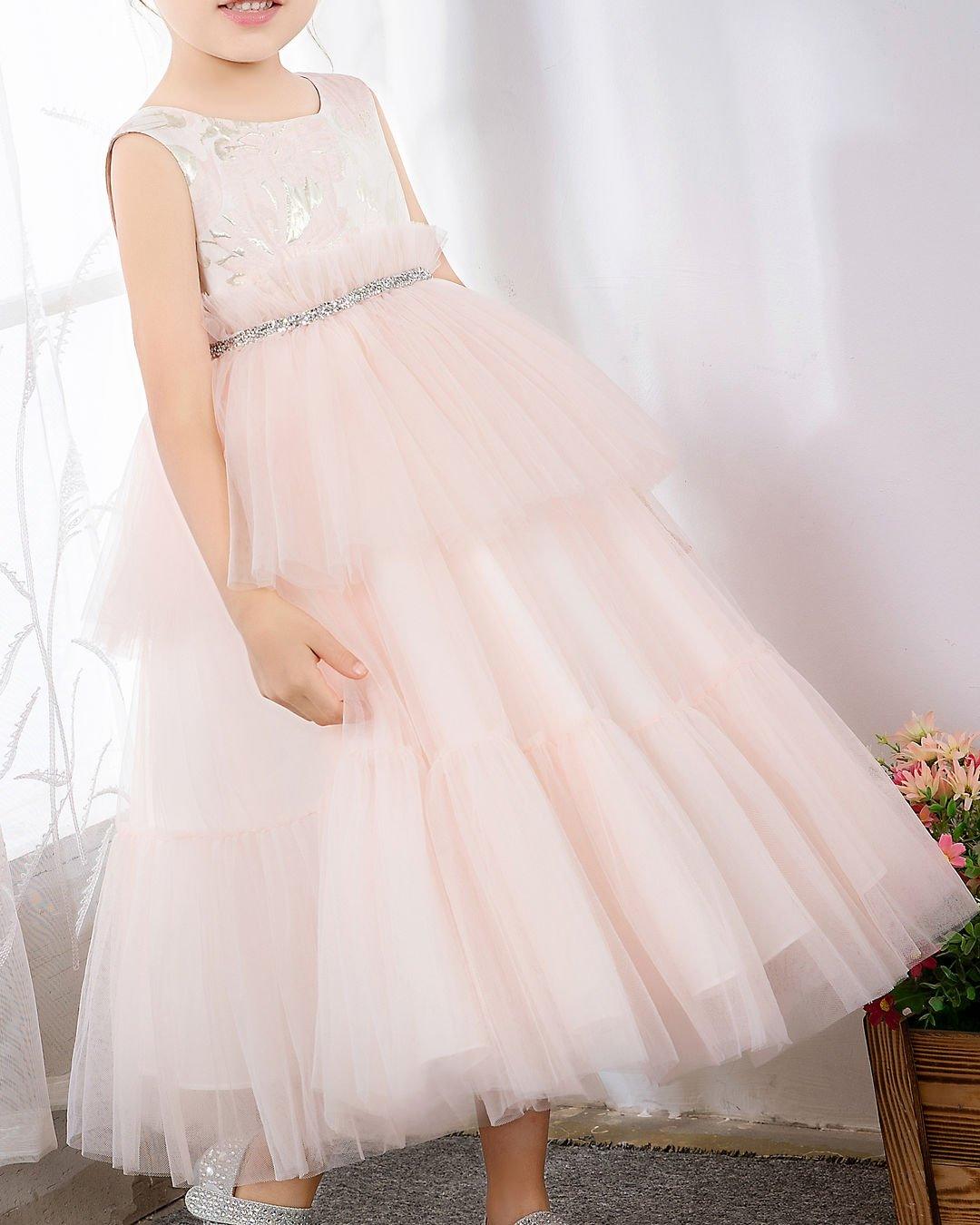 NumberSea - Pink Tulle Sleeveless Girls Princess Dresses Birthday Dress Children's Occasion Wear Party Dresses