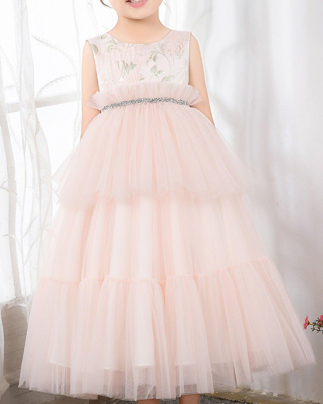 NumberSea - Pink Tulle Sleeveless Girls Princess Dresses Birthday Dress Children's Occasion Wear Party Dresses