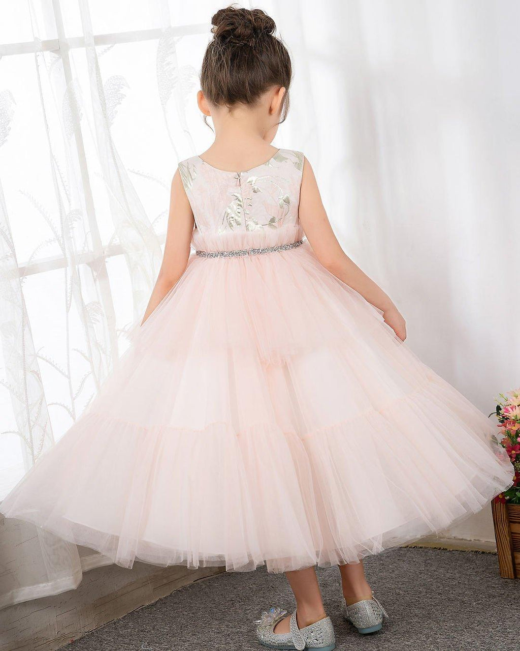 NumberSea - Pink Tulle Sleeveless Girls Princess Dresses Birthday Dress Children's Occasion Wear Party Dresses