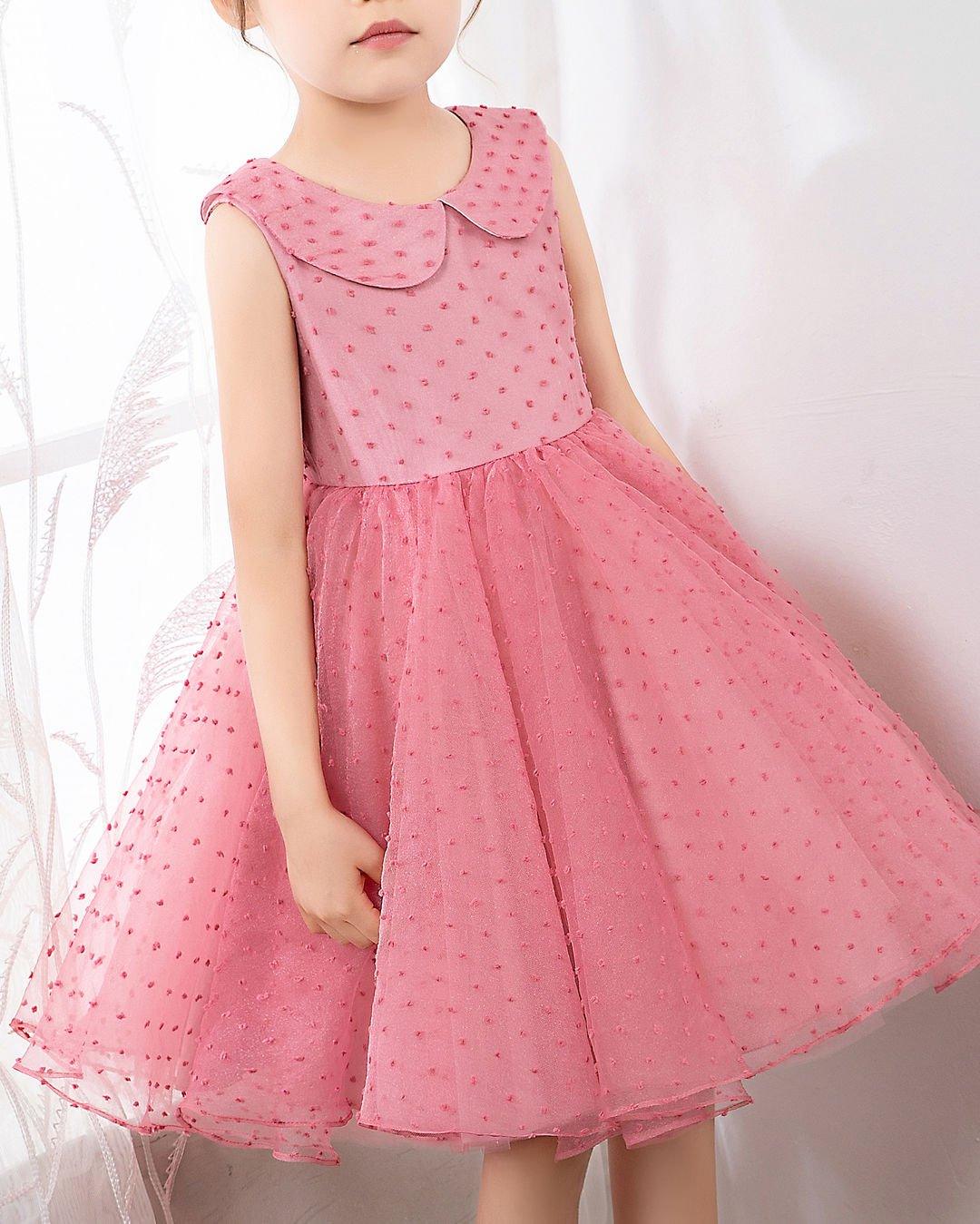 NumberSea - Fashion Pink Sleeveless Girls Princess Dresses Children's Occasion Wear Bow Tie Party Dresses