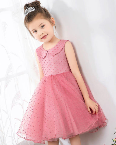 NumberSea - Fashion Pink Sleeveless Girls Princess Dresses Children's Occasion Wear Bow Tie Party Dresses
