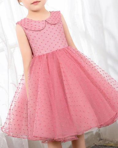 NumberSea - Fashion Pink Sleeveless Girls Princess Dresses Children's Occasion Wear Bow Tie Party Dresses